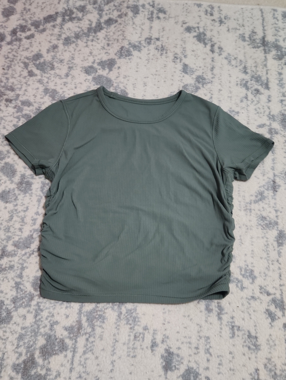 Lululemon Short Sleeve Ribbed Tee in Sage Green with Side Ruching